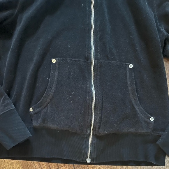 Michael Kors Womens cowl neck full zip jacket sweater medium black silver - Picture 3 of 5